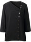 V-neck Standard Straight Plain Asymmetrical Blouse (Style V300809)