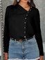 V-neck Standard Straight Plain Asymmetrical Blouse (Style V300809)