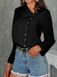 V-neck Standard Straight Plain Asymmetrical Blouse (Style V300809)