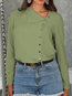 V-neck Standard Straight Plain Asymmetrical Blouse (Style V300809)