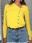 V-neck Standard Straight Plain Asymmetrical Blouse (Style V300809)
