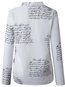 V-neck Standard Casual Letter Polyester Blouse (Style V300813)