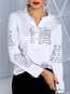 V-neck Standard Casual Letter Polyester Blouse (Style V300813)