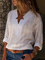 V-neck Standard Straight Beach Polyester Blouse (Style V300814)