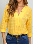 V-neck Standard Straight Beach Polyester Blouse (Style V300814)