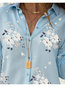 Shirt Collar Date Night Floral Polyester Button Blouse (Style V300826)
