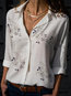 Shirt Collar Date Night Floral Polyester Button Blouse (Style V300826)