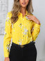 Shirt Collar Date Night Floral Polyester Button Blouse (Style V300826)