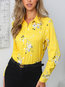 Shirt Collar Date Night Floral Polyester Button Blouse (Style V300826)