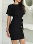 Party Bodycon Boat Neck Solid Color Strappy Bodycon Dresses (Style V300836)