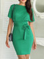 Party Bodycon Boat Neck Solid Color Strappy Bodycon Dresses (Style V300836)