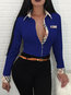 Shirt Collar Standard Slim Fashion Polyester Blouse (Style V300851)