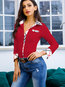 Shirt Collar Standard Slim Fashion Polyester Blouse (Style V300851)
