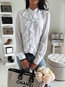 Slim Office Plain Polyester Ruffle Blouse (Style V300857)