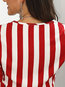 V-neck Standard Striped Polyester Button Blouse (Style V300858)