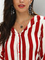 V-neck Standard Striped Polyester Button Blouse (Style V300858)