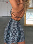 Glamorous Bodycon Snakeskin Print Pattern Polyester Bodycon Dresses (Style V300876)