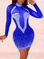 Glamorous Bodycon High Neck See-Through Polyester Bodycon Dresses (Style V300895)