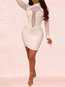 Glamorous Bodycon High Neck See-Through Polyester Bodycon Dresses (Style V300895)