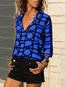 V-neck Standard Straight Date Night Button Blouse (Style V300896)