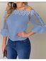 Off The Shoulder Straight Cute Plain Polyester Blouse (Style V300906)