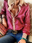 Shirt Collar Straight Elegant Floral Pattern Blouse (Style V300914)