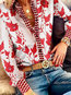 Shirt Collar Standard Plants Polyester Pattern Blouse (Style V300915)