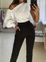 Asymmetric Straight Fashion Plain Asymmetrical Blouse (Style V300923)