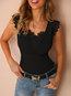 V-neck Short Skinny Elegant Plain Blouse (Style V300986)